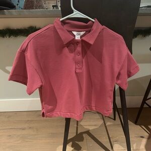 Red cropped athleta button up